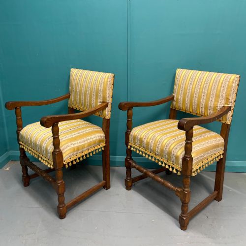 PAIR OF ENGLISH OAK HALL ARMCHAIRS - ADDITIONAL PHOTO 2