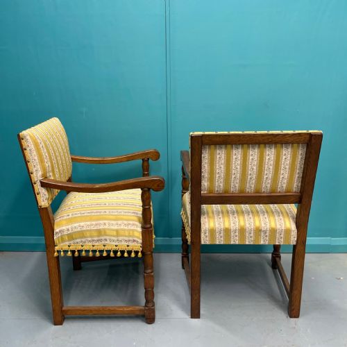 PAIR OF ENGLISH OAK HALL ARMCHAIRS - ADDITIONAL PHOTO 5