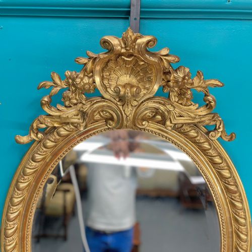 FRENCH 19TH CENTURY OVAL GILT MIRROR - ADDITIONAL PHOTO 1