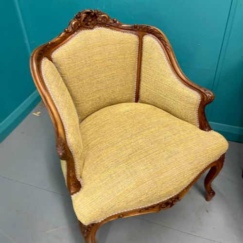 PAIR OF FRENCH WALNUT LOW BACK TUB ARMCHAIRS - ADDITIONAL PHOTO 7