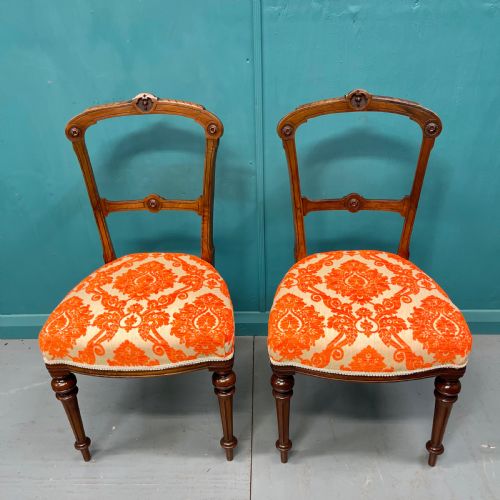 PAIR OF EDWARDIAN WALNUT SIDE OR HALL CHAIRS - ADDITIONAL PHOTO 9