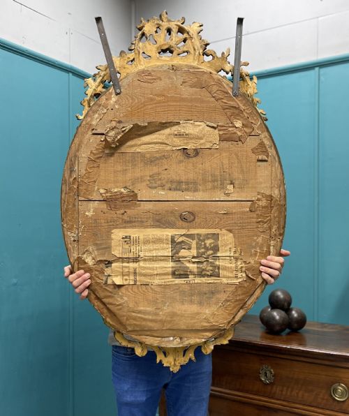 LARGE FRENCH OVAL GILT MIRROR WITH BEVELLED GLASS - ADDITIONAL PHOTO 6