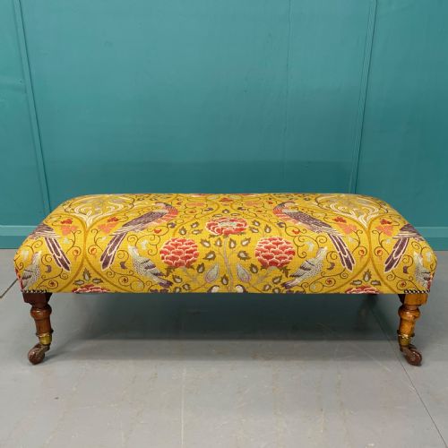 VICTORIAN OAK LOW FOOTSTOOL ON CASTORS - ADDITIONAL PHOTO 5