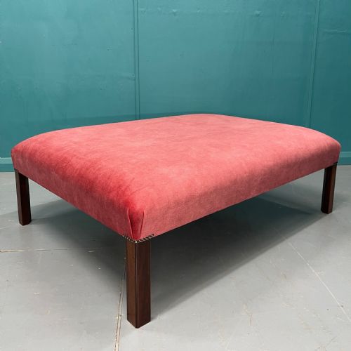 LARGE NEWLY UPHOLSTERED CENTRE OTTOMAN FOOTSTOOL - ADDITIONAL PHOTO 2