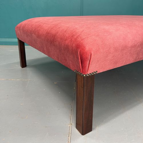 LARGE NEWLY UPHOLSTERED CENTRE OTTOMAN FOOTSTOOL - ADDITIONAL PHOTO 3