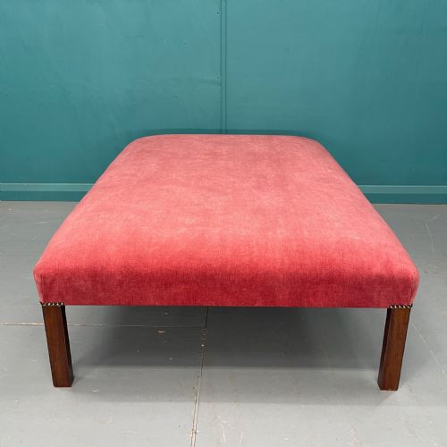 LARGE NEWLY UPHOLSTERED CENTRE OTTOMAN FOOTSTOOL - ADDITIONAL PHOTO 5