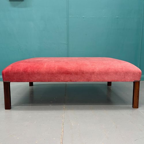 LARGE NEWLY UPHOLSTERED CENTRE OTTOMAN FOOTSTOOL - ADDITIONAL PHOTO 6