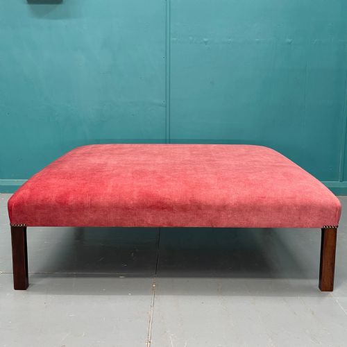 LARGE NEWLY UPHOLSTERED CENTRE OTTOMAN FOOTSTOOL - ADDITIONAL PHOTO 7