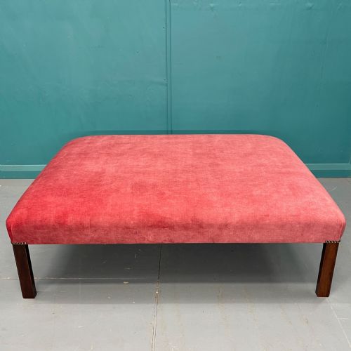 LARGE NEWLY UPHOLSTERED CENTRE OTTOMAN FOOTSTOOL - ADDITIONAL PHOTO 8