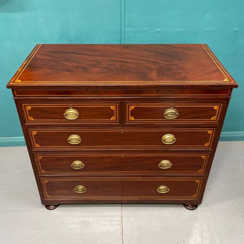 MID 19TH CENTURY INLAID CHEST OF DRAWERS - ADDITIONAL PHOTO 13
