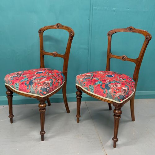 PAIR OF NEWLY UPHOLSTERED EDWARDIAN SIDE CHAIRS - ADDITIONAL PHOTO 1