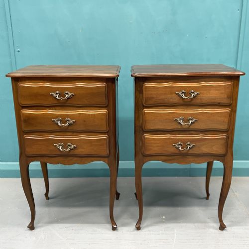 PAIR OF FRENCH CHERRYWOOD BEDSIDE TABLES - ADDITIONAL PHOTO 1