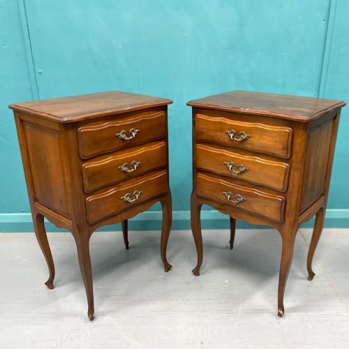 PAIR OF FRENCH CHERRYWOOD BEDSIDE TABLES - ADDITIONAL PHOTO 3