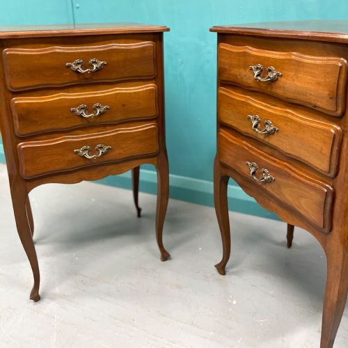 PAIR OF FRENCH CHERRYWOOD BEDSIDE TABLES - ADDITIONAL PHOTO 4