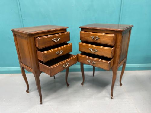 PAIR OF FRENCH CHERRYWOOD BEDSIDE TABLES - ADDITIONAL PHOTO 6