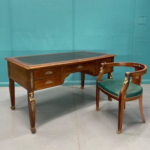 french empire partners desk with matching chair - CATEGORY: ANTIQUE DESKS - DATED 19TH CENTURY