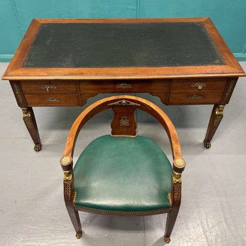 FRENCH EMPIRE PARTNERS DESK WITH MATCHING CHAIR - ADDITIONAL PHOTO 7