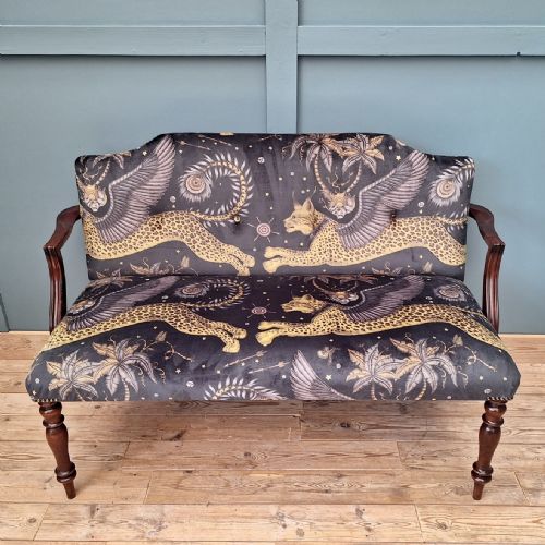 19th century window seat in emma shipley lynx velvet - CATEGORY: ANTIQUE SOFAS - DATED 19TH CENTURY