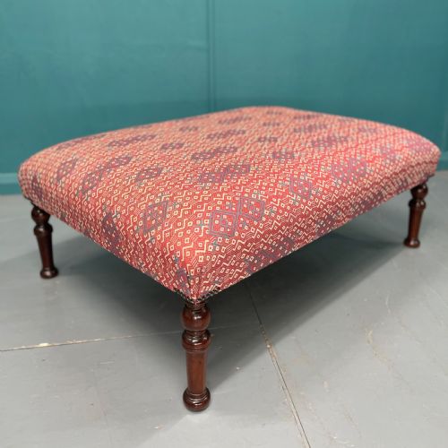 LARGE NEWLY UPHOLSTERED GEOMETRIC PRINT FOOTSTOOL - ADDITIONAL PHOTO 1