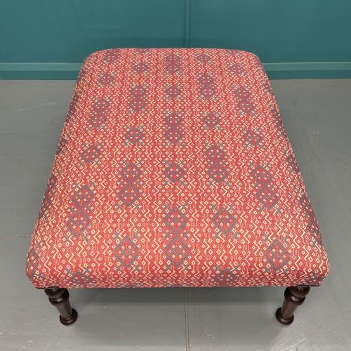 LARGE NEWLY UPHOLSTERED GEOMETRIC PRINT FOOTSTOOL - ADDITIONAL PHOTO 4