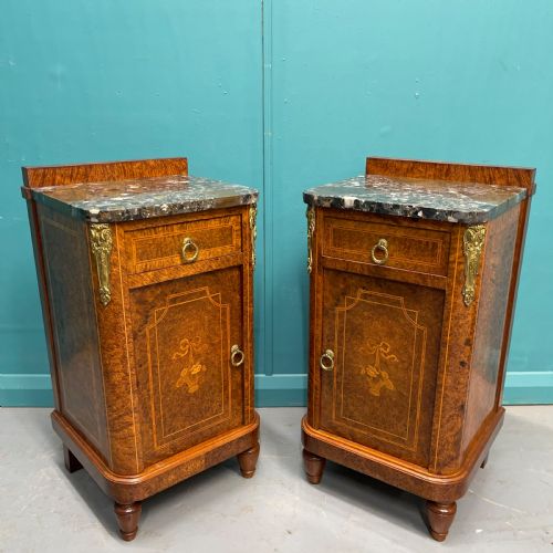 PAIR OF FRENCH BURR WALNUT BEDSIDE CABINETS - ADDITIONAL PHOTO 2
