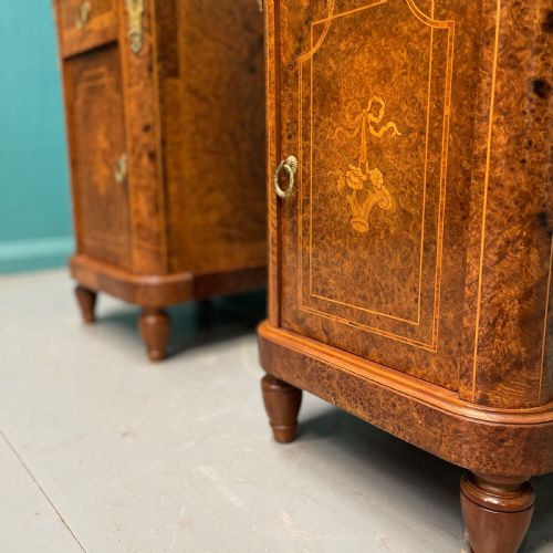 PAIR OF FRENCH BURR WALNUT BEDSIDE CABINETS - ADDITIONAL PHOTO 7
