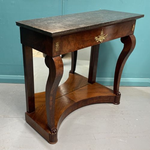 FRENCH EMPIRE MIRROR BACK MARBLE TOP CONSOLE TABLE - ADDITIONAL PHOTO 4