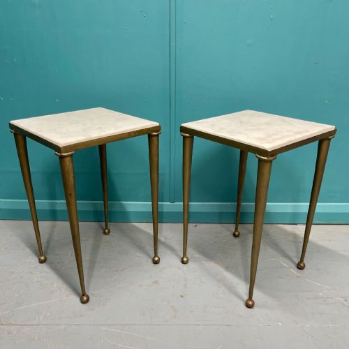 PAIR OF ART DECO STYLE MARBLE TOP SIDE TABLES - ADDITIONAL PHOTO 1