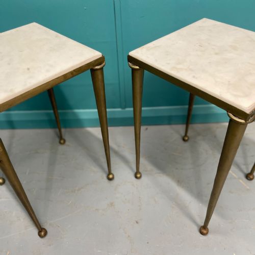 PAIR OF ART DECO STYLE MARBLE TOP SIDE TABLES - ADDITIONAL PHOTO 3