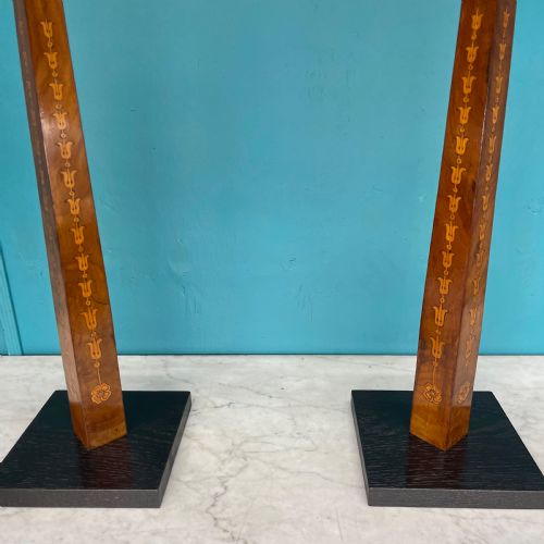 PAIR OF SHERATON REVIVAL MARQUETRY TABLE LAMPS - ADDITIONAL PHOTO 2