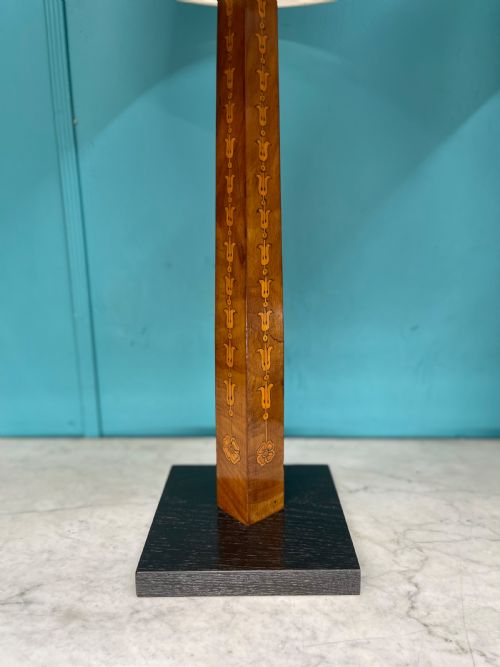 PAIR OF SHERATON REVIVAL MARQUETRY TABLE LAMPS - ADDITIONAL PHOTO 4