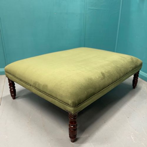 large newly upholstered crushed velvet ottoman footstool - CATEGORY: ANTIQUE STOOLS - DATED 19TH CENTURY