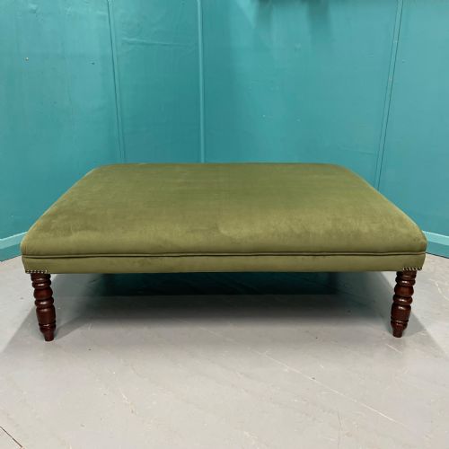 LARGE NEWLY UPHOLSTERED CRUSHED VELVET OTTOMAN FOOTSTOOL - ADDITIONAL PHOTO 1