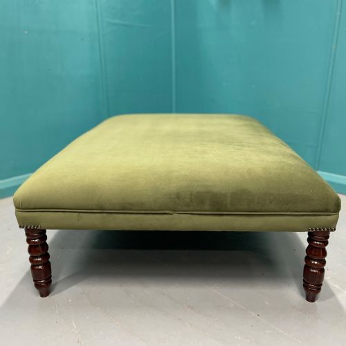 LARGE NEWLY UPHOLSTERED CRUSHED VELVET OTTOMAN FOOTSTOOL - ADDITIONAL PHOTO 4