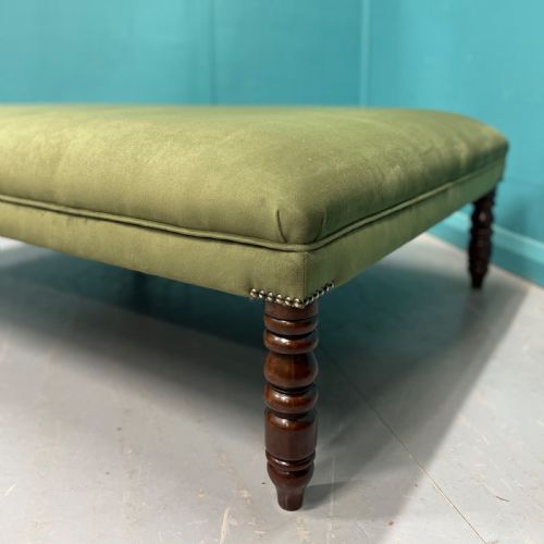LARGE NEWLY UPHOLSTERED CRUSHED VELVET OTTOMAN FOOTSTOOL - ADDITIONAL PHOTO 6