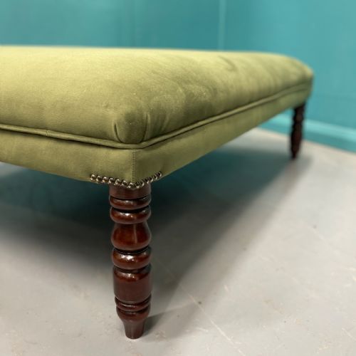 LARGE NEWLY UPHOLSTERED CRUSHED VELVET OTTOMAN FOOTSTOOL - ADDITIONAL PHOTO 7