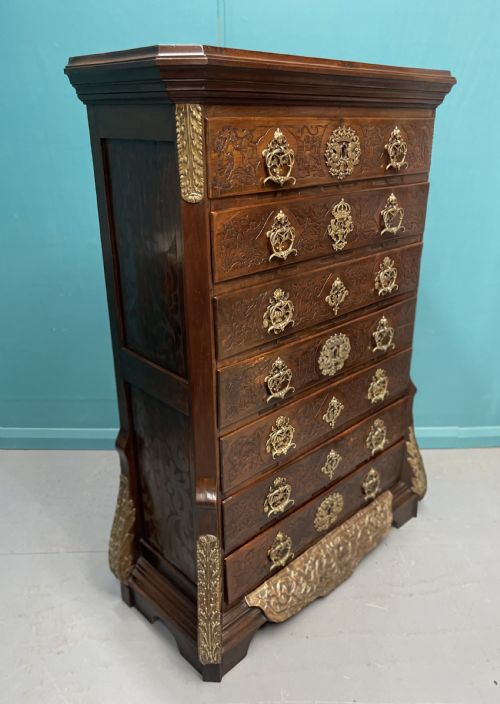 19TH CENTURY DUTCH COLONIAL 7 DRAWER TALL CHEST - ADDITIONAL PHOTO 3