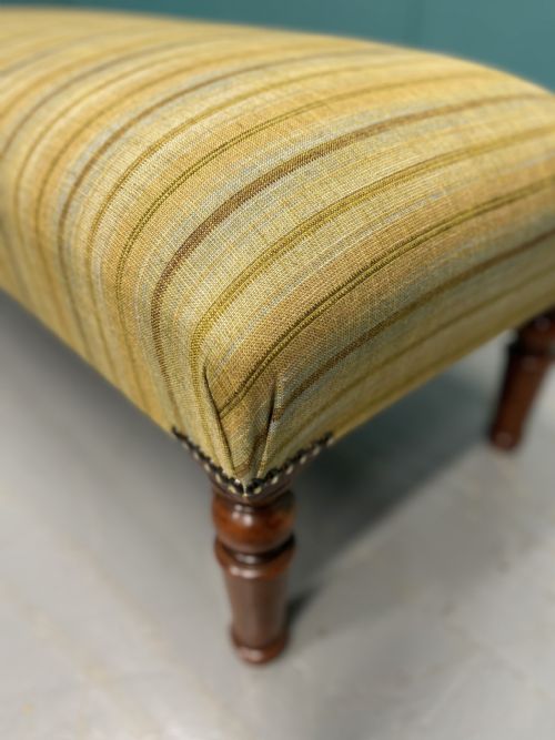 NEWLY UPHOLSTERED RETRO STRIPES OTTOMAN FOOTSTOOL - ADDITIONAL PHOTO 3