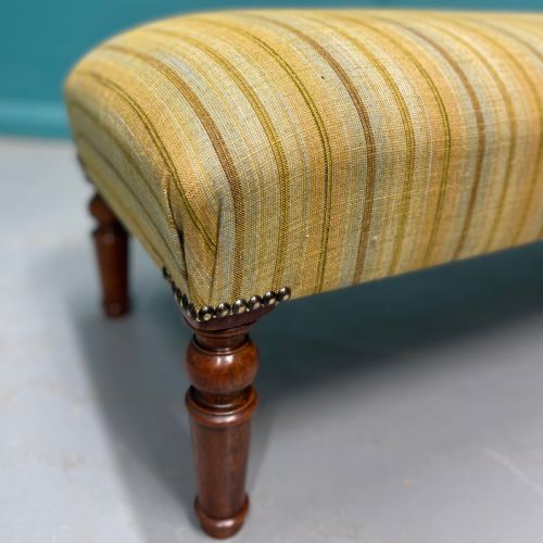 NEWLY UPHOLSTERED RETRO STRIPES OTTOMAN FOOTSTOOL - ADDITIONAL PHOTO 4