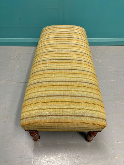 NEWLY UPHOLSTERED RETRO STRIPES OTTOMAN FOOTSTOOL - ADDITIONAL PHOTO 6