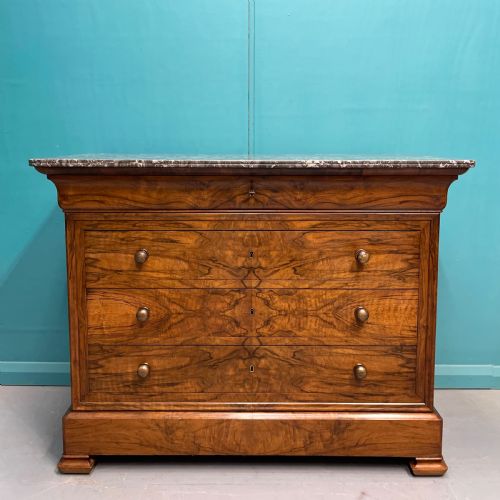 FIGURED WALNUT MARBLE TOP COMMODE - ADDITIONAL PHOTO 8