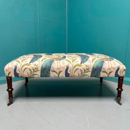 NEWLY UPHOLSTERED PEACOCKS CENTRE FOOTSTOOL - ADDITIONAL PHOTO 1
