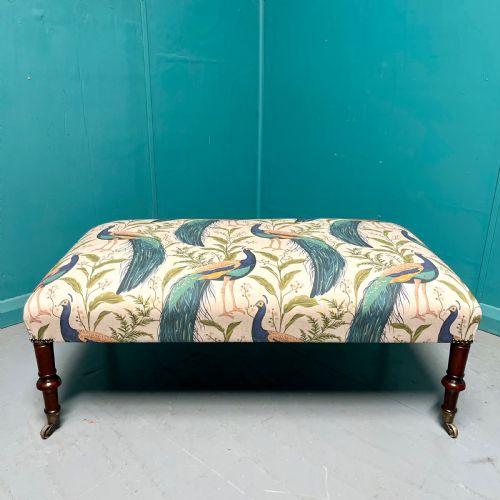 NEWLY UPHOLSTERED PEACOCKS CENTRE FOOTSTOOL - ADDITIONAL PHOTO 2