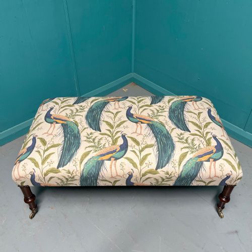 NEWLY UPHOLSTERED PEACOCKS CENTRE FOOTSTOOL - ADDITIONAL PHOTO 3