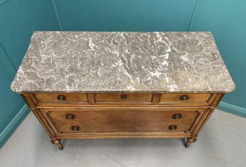 FRENCH INLAID FRUITWOOD MARBLE TOP COMMODE - ADDITIONAL PHOTO 8