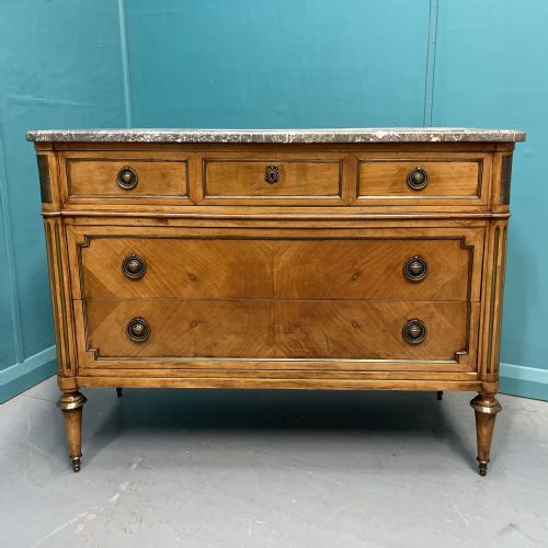 FRENCH INLAID FRUITWOOD MARBLE TOP COMMODE - ADDITIONAL PHOTO 11