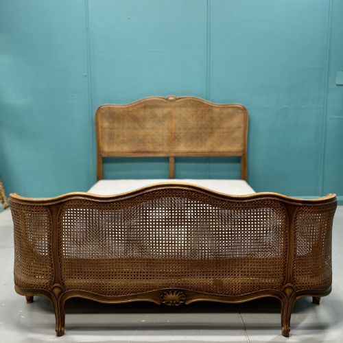 french kingsize 5 cane bed with supporting base inc - CATEGORY: ANTIQUE BEDS - DATED 1900