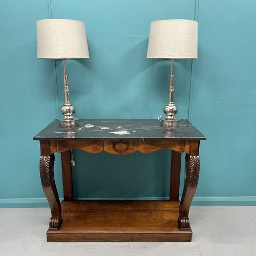 ENGLISH 19TH CENTURY MARBLE TOP CONSOLE TABLE - ADDITIONAL PHOTO 1
