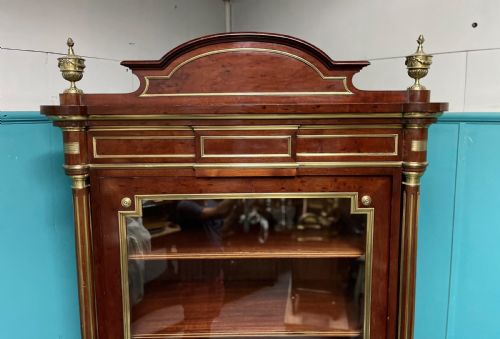 FRENCH MAHOGANY AND BRASS INLAID BOOKCASE ARMOIRE - ADDITIONAL PHOTO 4