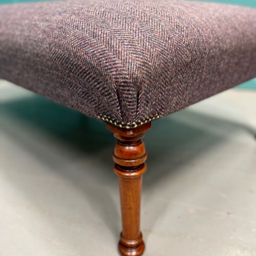 LARGE NEWLY UPHOLSTERED FOOTSTOOL - ADDITIONAL PHOTO 2